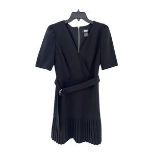 dkny sleeveless pleated tie neck shift dress Dark Winter Electric Pink Sleeveless Tie-Neck Pleated Dress